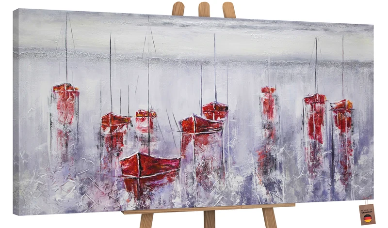Landschaft malen acryl handgemalt "Stiller Hafen"