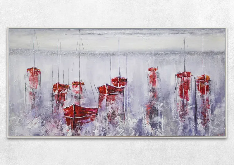 Landschaft malen acryl handgemalt "Stiller Hafen"