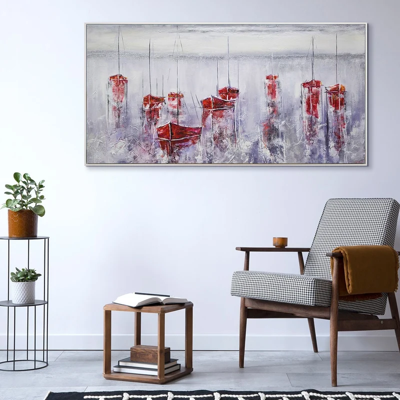 Landschaft malen acryl handgemalt "Stiller Hafen"