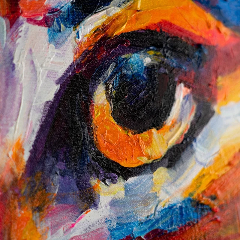 Handgemalte Katze Acrylbilder im Rahmen "Abstrakter Kater" Texturierte Wandkunst