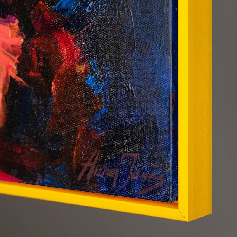 Handgemalte Katze Acrylbilder im Rahmen "Abstrakter Kater" Texturierte Wandkunst