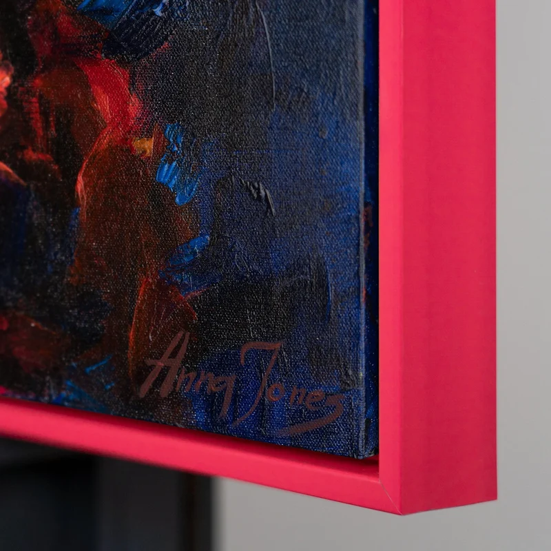 Handgemalte Katze Acrylbilder im Rahmen "Abstrakter Kater" Texturierte Wandkunst