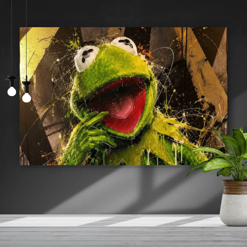 Aluminiumbild Modern Art Frosch im Street Art Stil Querformat
