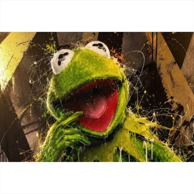 Aluminiumbild Modern Art Frosch im Street Art Stil Querformat