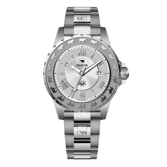 3 Zeiger Stahl Silber Silber 34mm