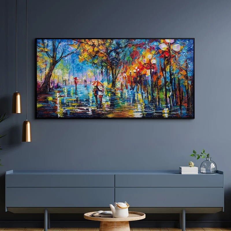 Handgemalte acrylbilder modern "Herbstliche Allee"