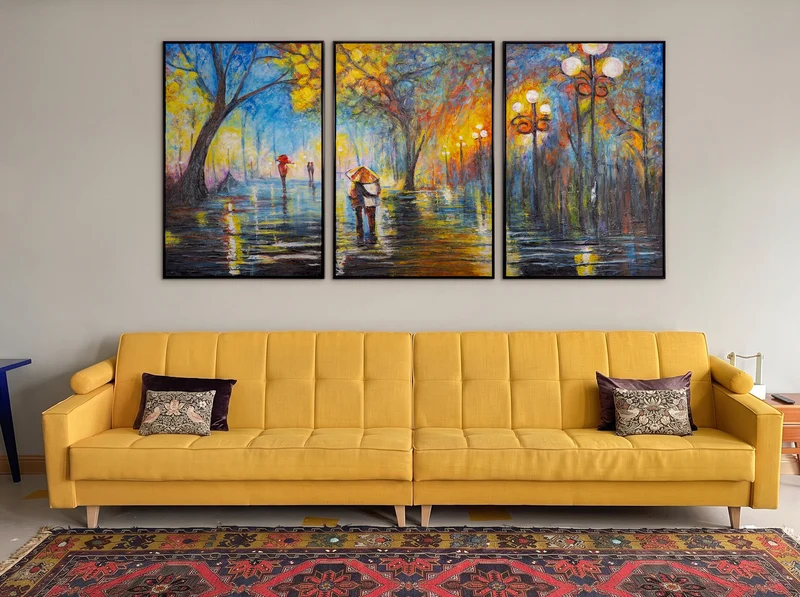 Handgemalte acrylbilder modern "Herbstliche Allee"