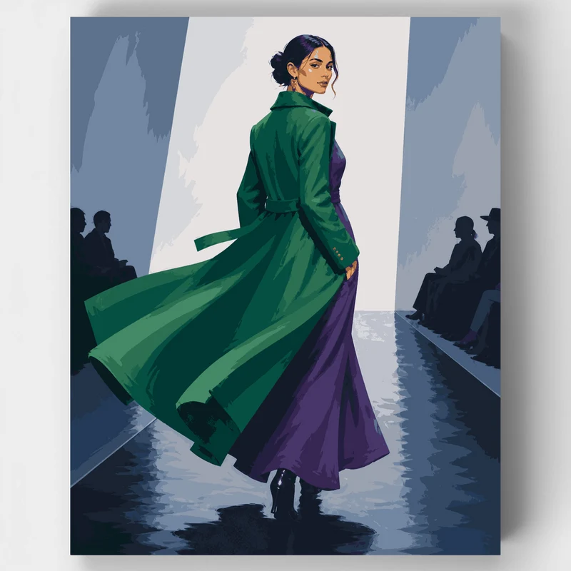 Emerald Coat Runway Turn - Paint by Numbers Kit