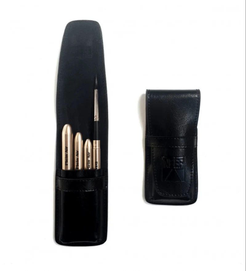 Leather Pocket Brush Wallet Black