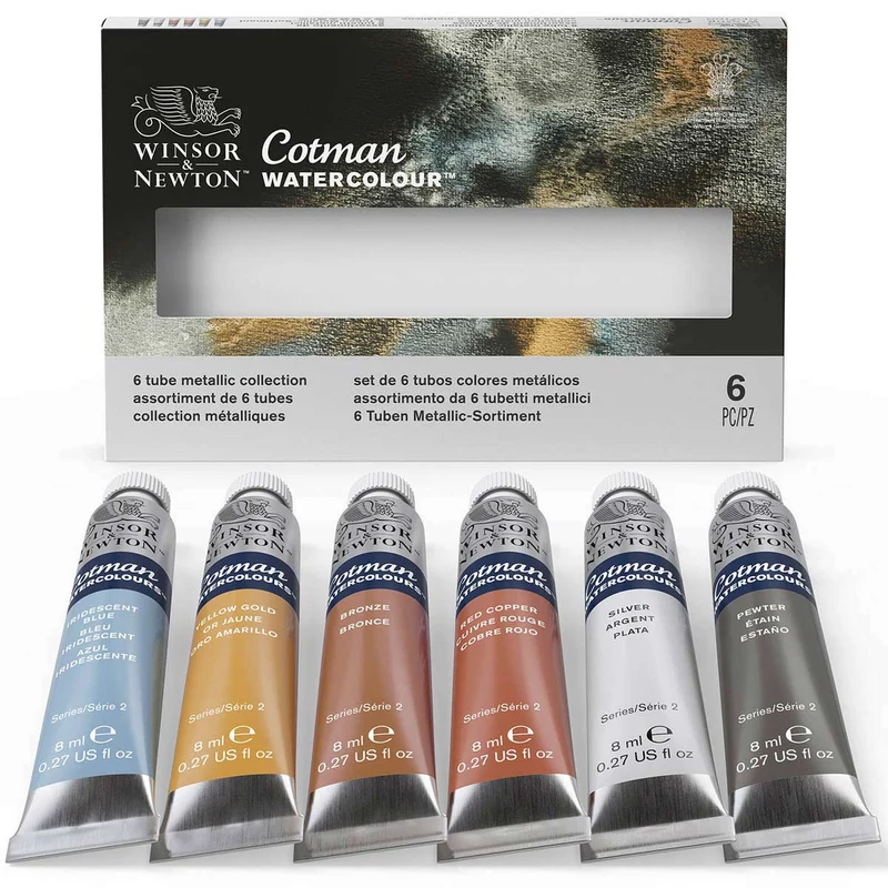 Winsor and Newton - Cotman Watercolour 8ml - 6 Tube Metallic Set