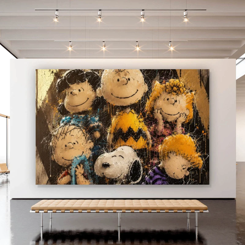 Spannrahmenbild Beliebte Cartoon Figuren im Street Art Stil Querformat