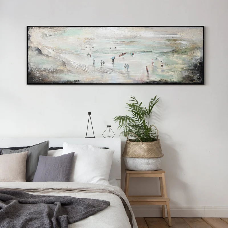 Acrylbilder auf leinwand handgemalt "Wellenreiten" 150x50cm