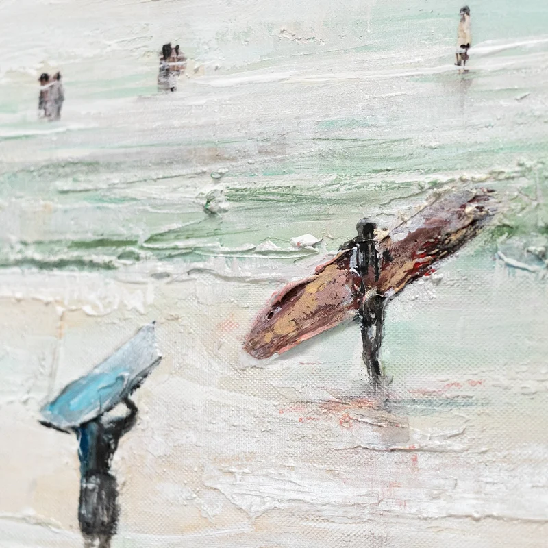Acrylbilder auf leinwand handgemalt "Wellenreiten" 150x50cm