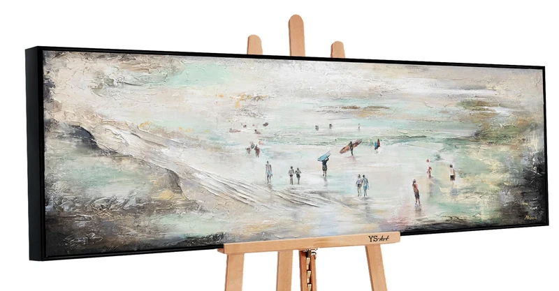 Acrylbilder auf leinwand handgemalt "Wellenreiten" 150x50cm