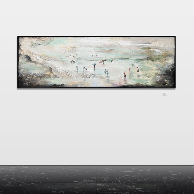 Acrylbilder auf leinwand handgemalt "Wellenreiten" 150x50cm