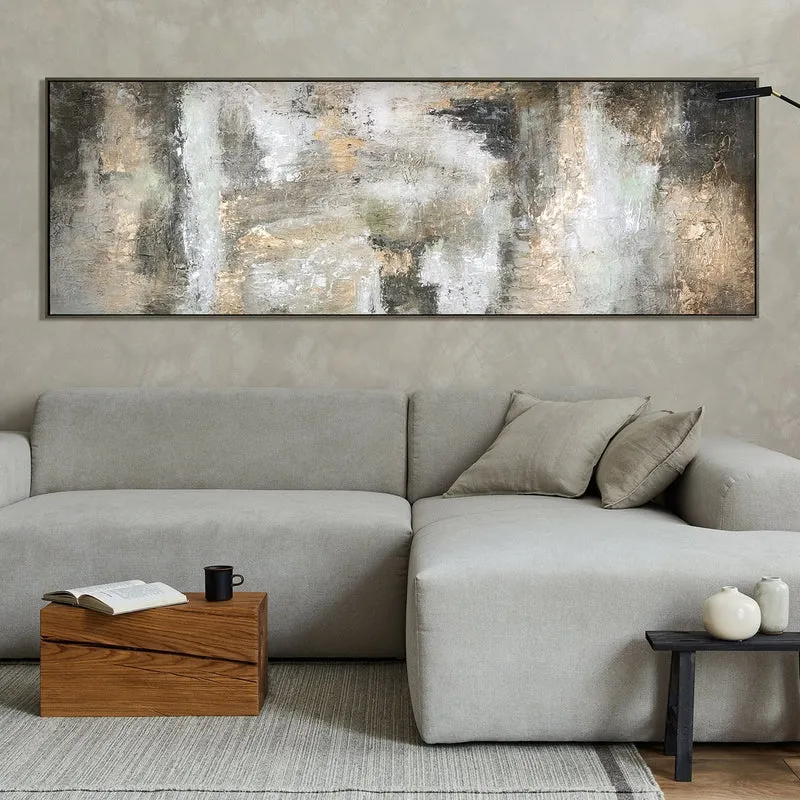 Gerahmte bilder mit strukturpaste "Schwerelosigkeit II" 150x50cm