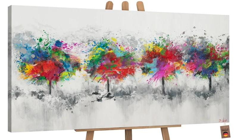 Moderne handgemalte bilder auf leinwand "Bunter Wald"