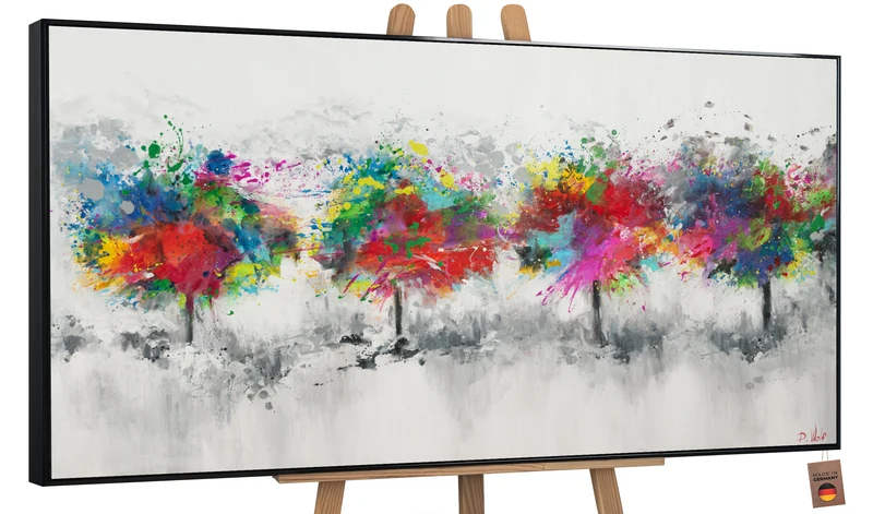 Moderne handgemalte bilder auf leinwand "Bunter Wald"