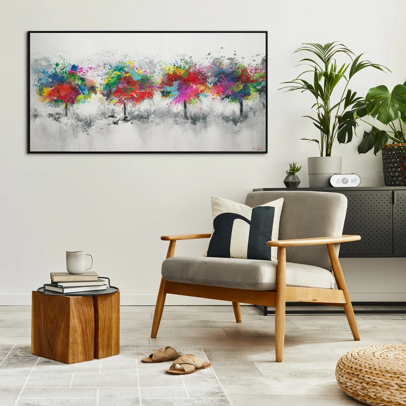 Moderne handgemalte bilder auf leinwand "Bunter Wald"