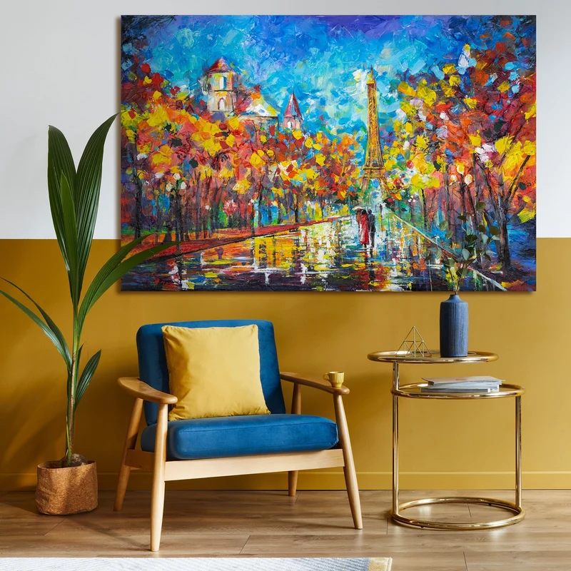 Abstrakte landschaftsmalerei handgemalt "Abends in Paris"