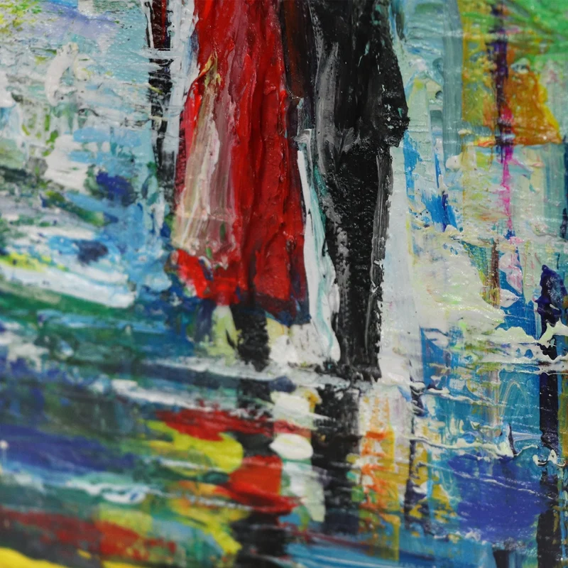 Abstrakte landschaftsmalerei handgemalt "Abends in Paris"