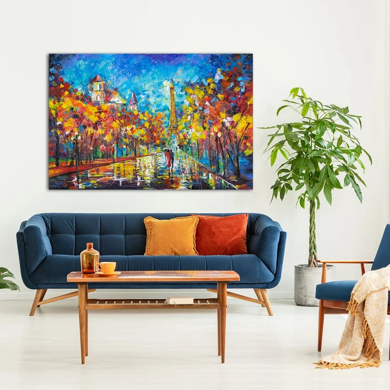 Abstrakte landschaftsmalerei handgemalt "Abends in Paris"