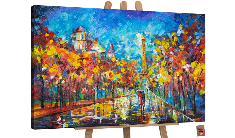 Abstrakte landschaftsmalerei handgemalt "Abends in Paris"