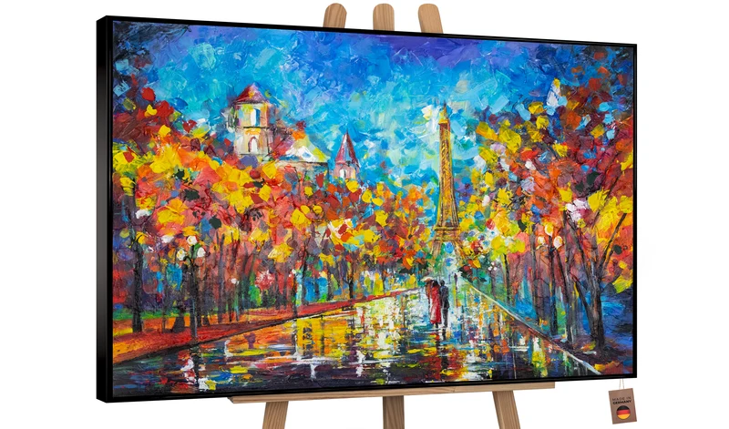 Abstrakte landschaftsmalerei handgemalt "Abends in Paris"
