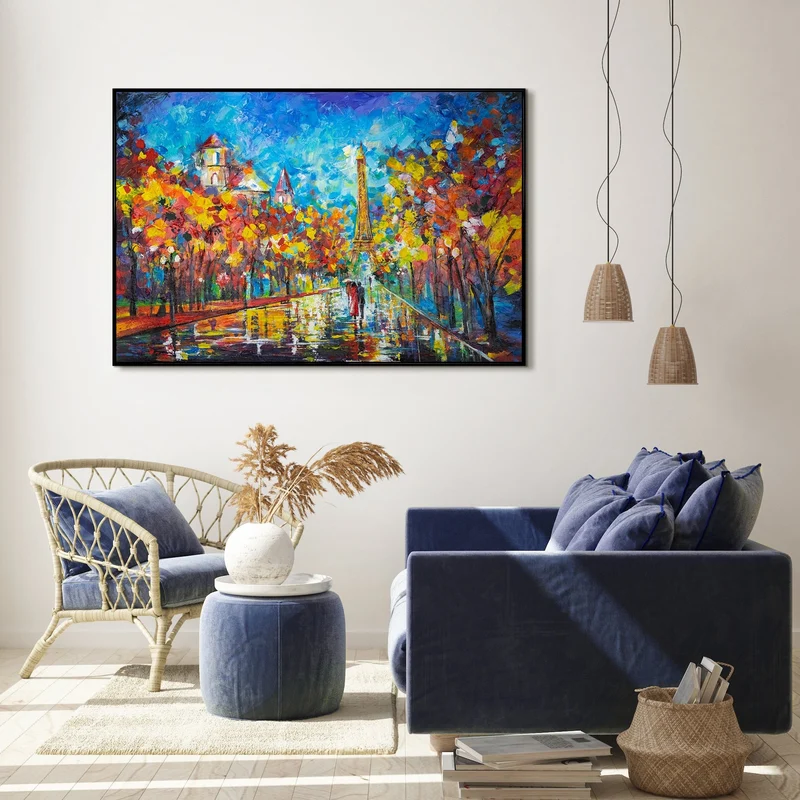 Abstrakte landschaftsmalerei handgemalt "Abends in Paris"