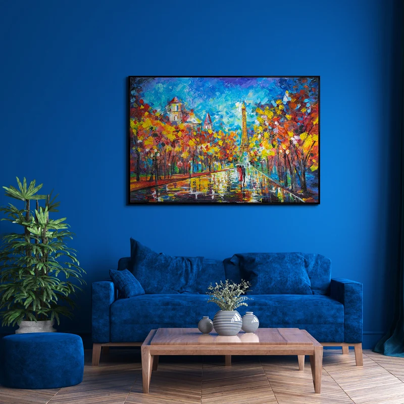 Abstrakte landschaftsmalerei handgemalt "Abends in Paris"