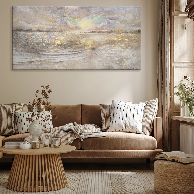 Abstrakte landschaftsmalerei handgemalt "Meer Dämmerung"