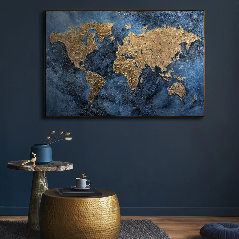Nachtleuchtende Kunstwerke Gemälde Handgemalt mit Rahmen "Magische Karte"