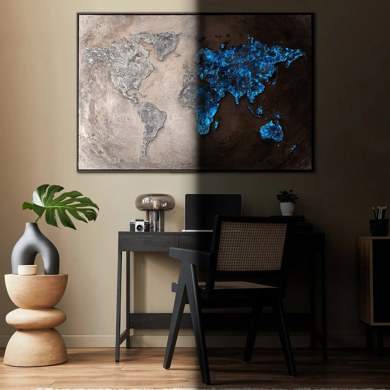 Leuchtende Kunstwerke Gemälde Handgemalt "Welt auf Leinwand"