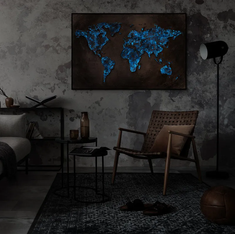 Leuchtende Kunstwerke Gemälde Handgemalt "Welt auf Leinwand"