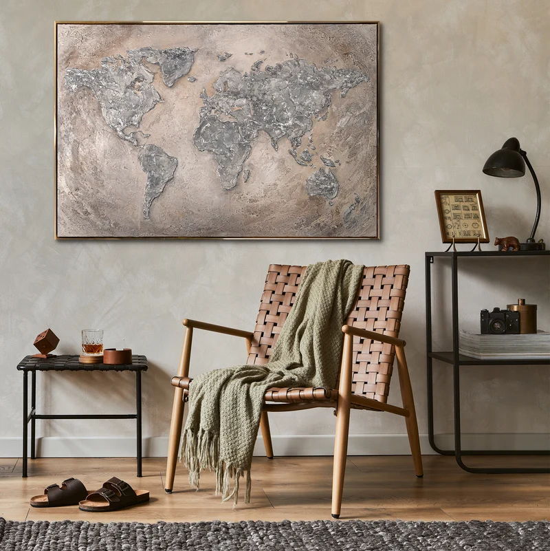 Leuchtende Kunstwerke Gemälde Handgemalt "Welt auf Leinwand"