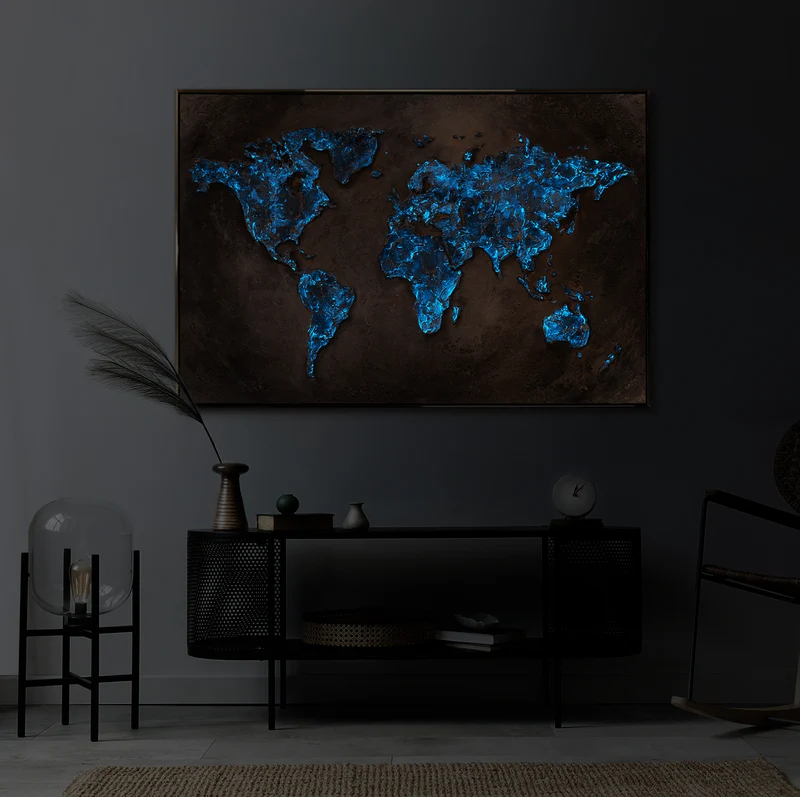 Leuchtende Kunstwerke Gemälde Handgemalt "Welt auf Leinwand"