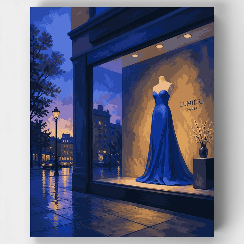 Cobalt Gown at Dusk - Paint by Numbers Kit