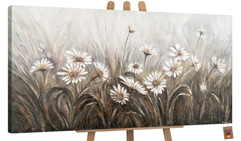 Landschaftsbilder gemalt acryl mit Rahmen "Gänseblümchen"