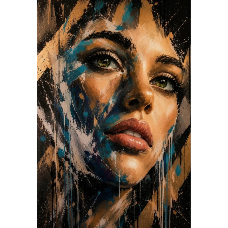 Aluminiumbild Modernes Porträt im Street Art Stil Hochformat