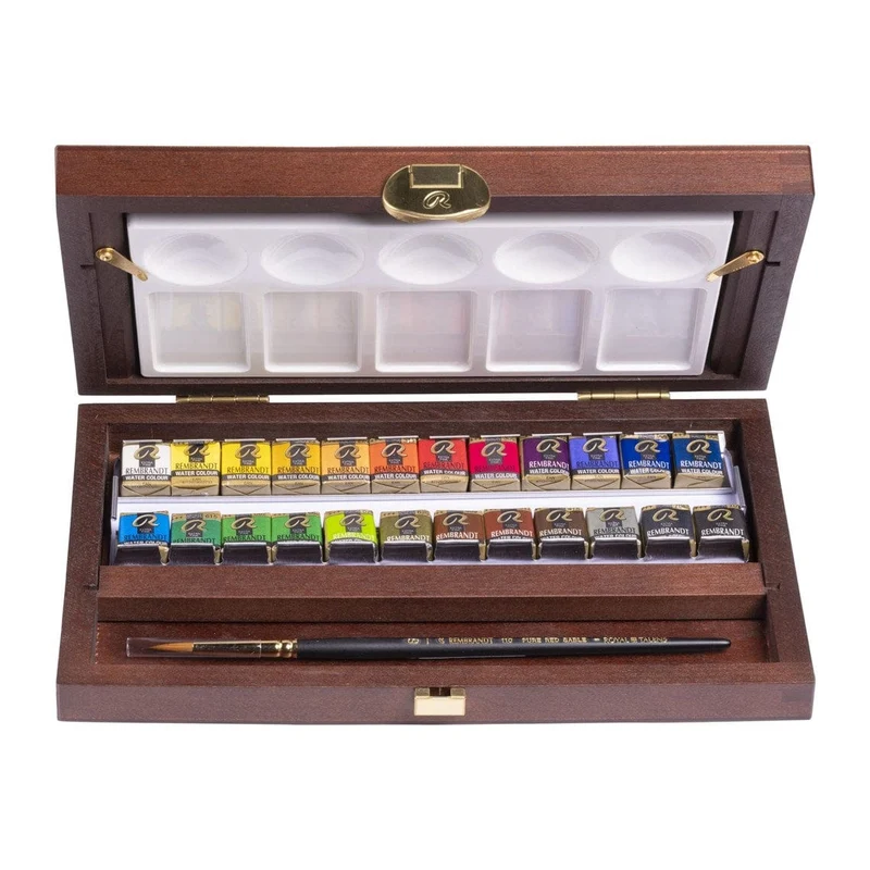 Rembrandt Water Colour Wooden Box Traditional (24 pans & accessories)