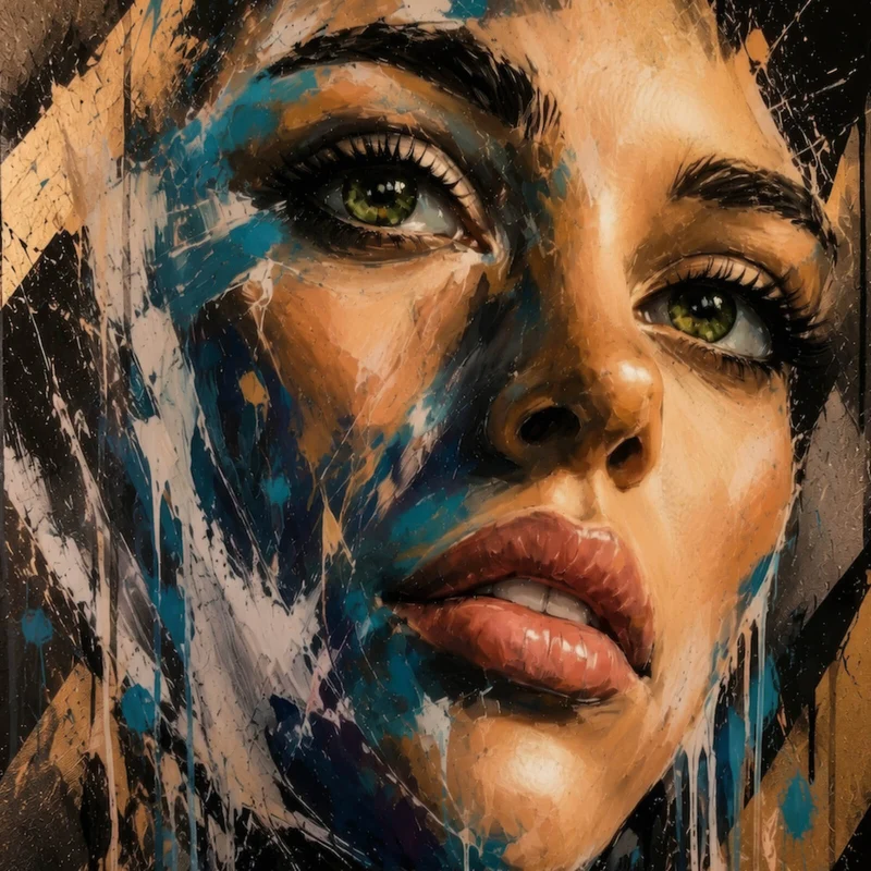 Poster Modernes Porträt im Street Art Stil Quadrat