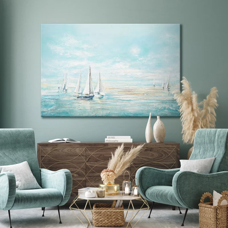 Meereslandschaft handgemalte acrylbilder auf leinwand "Meeresblau" 120x80cm