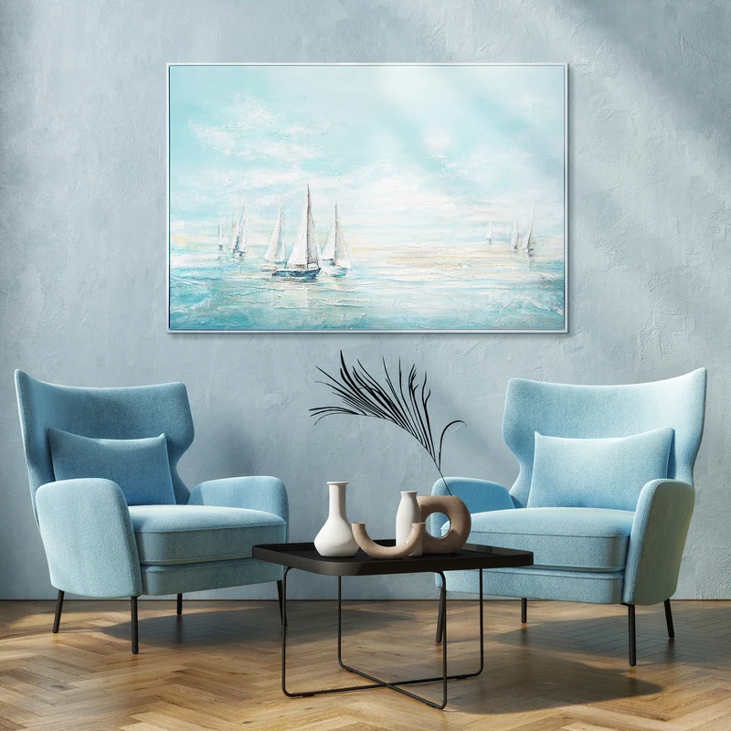 Meereslandschaft handgemalte acrylbilder auf leinwand "Meeresblau" 120x80cm