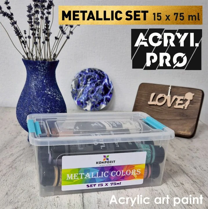 Kompozit ACRYL PRO Metallic Acrylic Paint Set, 15 x 75 ml