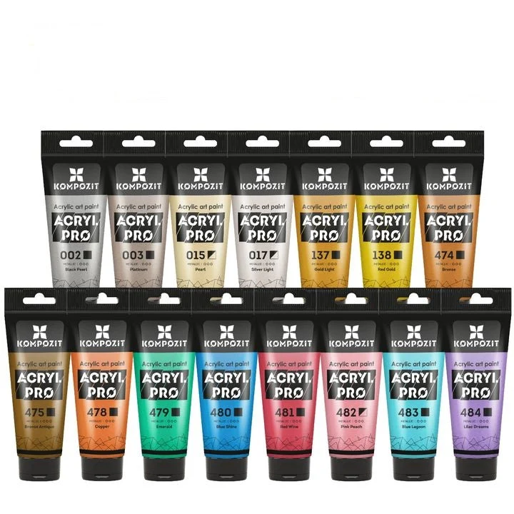 Kompozit ACRYL PRO Metallic Acrylic Paint Set, 15 x 75 ml