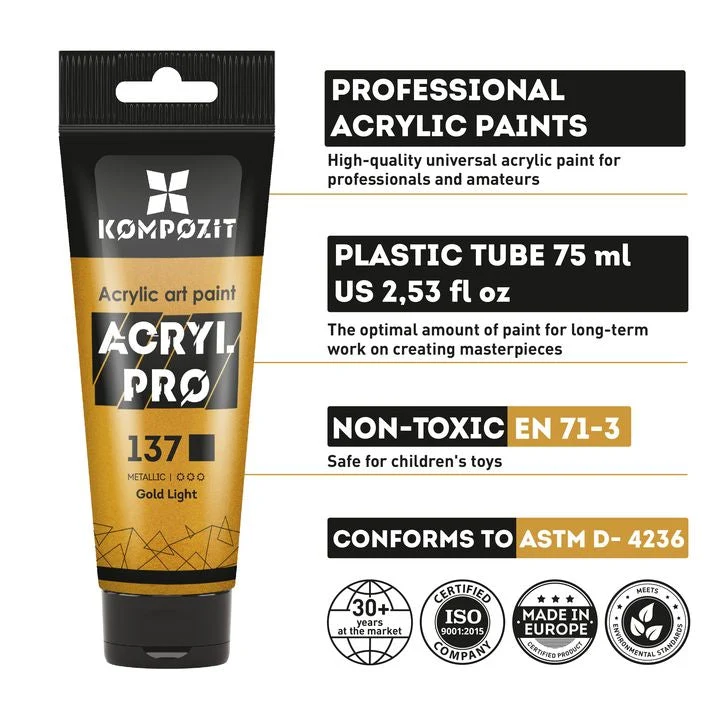 Kompozit ACRYL PRO Metallic Acrylic Paint Set, 15 x 75 ml