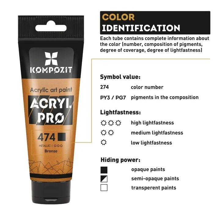 Kompozit ACRYL PRO Metallic Acrylic Paint Set, 15 x 75 ml