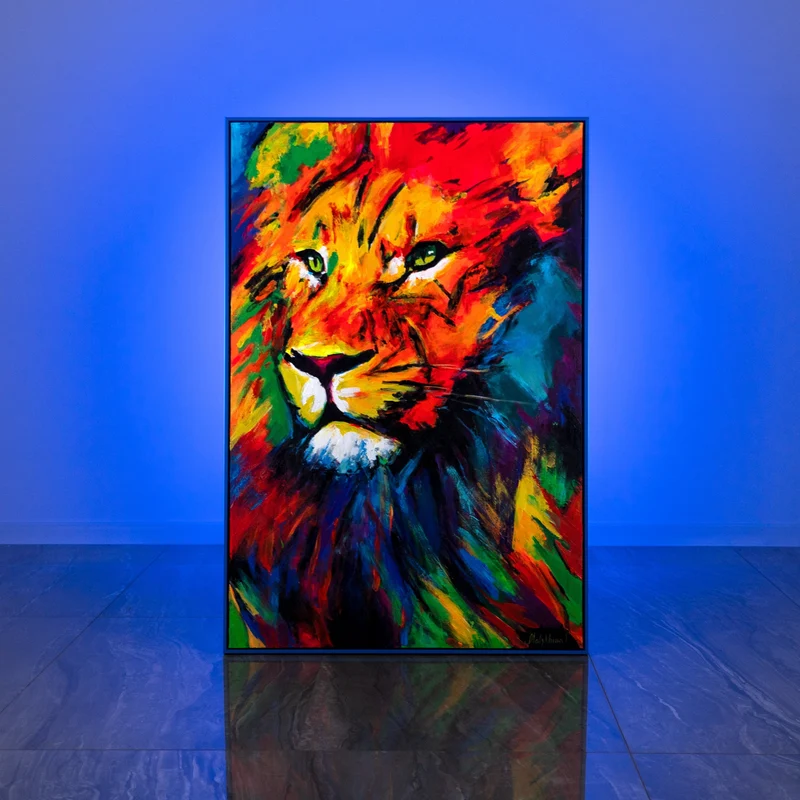 Gemälde mit Rahmen handgemalt abstrakt Löwenstärke Bilder wohnzimmer