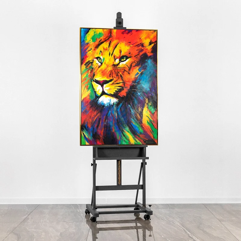 Gemälde mit Rahmen handgemalt abstrakt Löwenstärke Bilder wohnzimmer