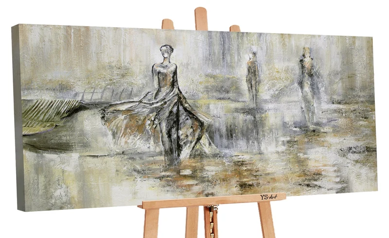 Handgemalte acrylbilder auf leinwand mit Rahmen „Modenschau“